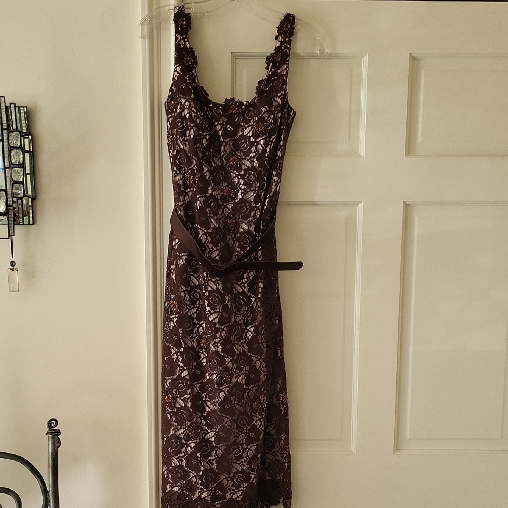 JS Boutique Chocolate Lace Midi Dress